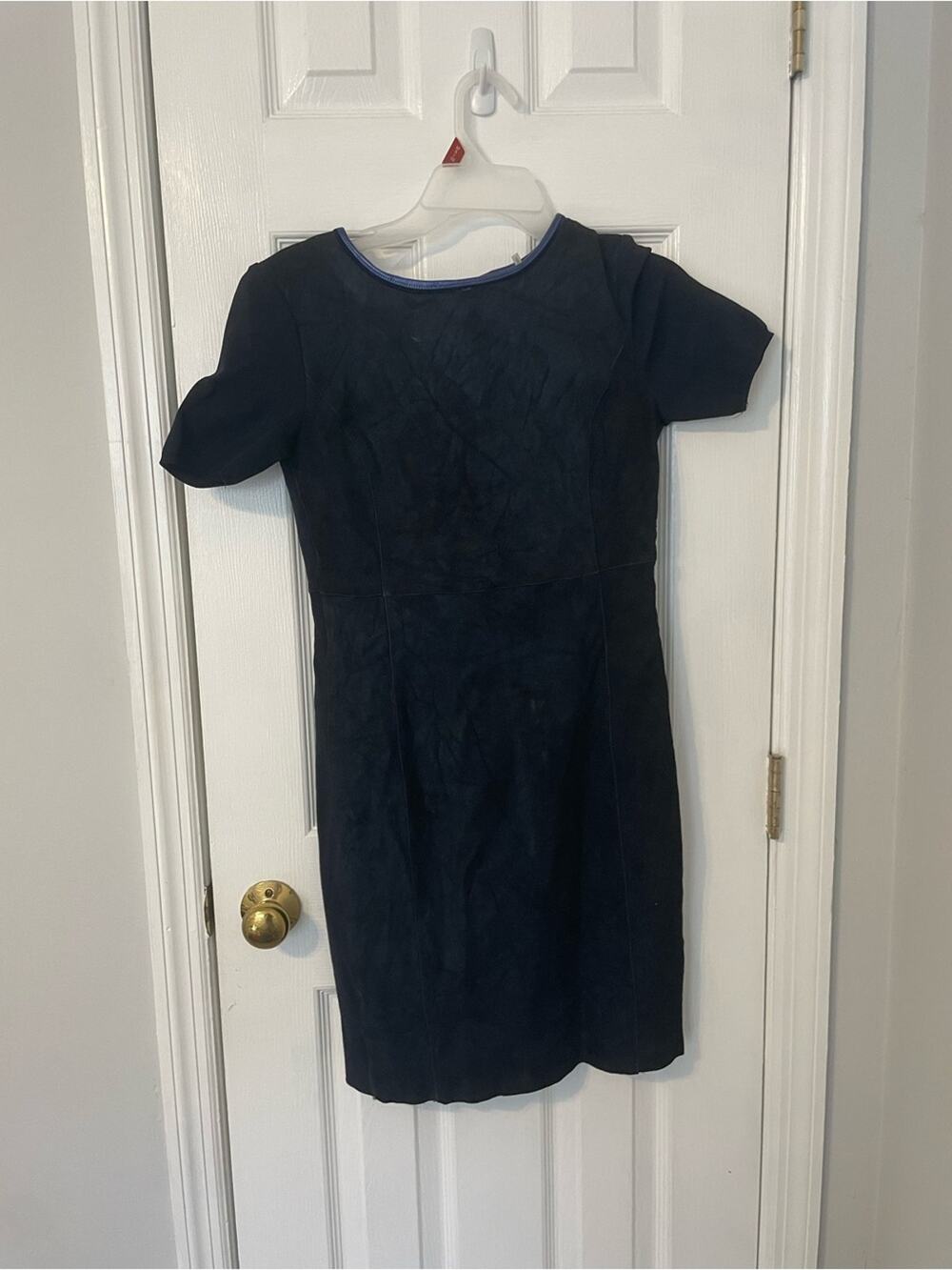 Dark Blue Elie Tahari 100% Lamb Suede Dress